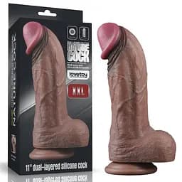 Фалоімітатор з мошонкою Dual-Layered Silicone Cock коричневий - мініатюра 1