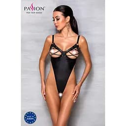 Боді з екошкіри Passion Celine Body black: з доступом відкритий L/XL - мініатюра 3