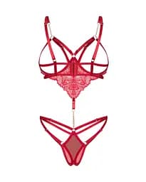 Боді Obsessive Matildea otwarte L/XL (червоний) - мініатюра 4