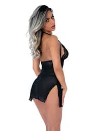 Сексуальний комплект Daring Intimates Strappy Lace Babydoll With G-String L/XL (чорний) - мініатюра 12