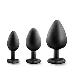 Набор анальных пробок Luxe Bling Plugs Trainer Kit 3 шт. (черный)