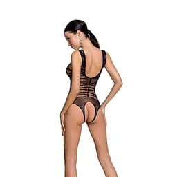 Бодістокінг з доступом Passion BS086 black вертикальна сітка виріз на спинці One size - мініатюра 2