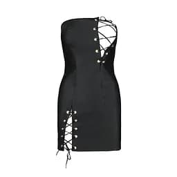 Міні-сукня з екошкіри CELINE CHEMISE black - Passion: шнурівка трусики в комплекті L/XL - мініатюра 5