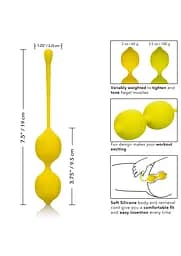 Вагінальні кульки CalExotics Kegel Training Set Lemon, 19 см, жовтий - мініатюра 5