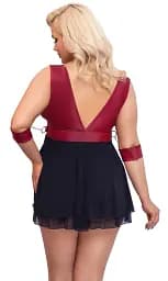 Сорочка Cottelli Collection Bondage Plus Babydoll 4XL чорний з червоним - мініатюра 2