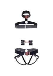 Комплект ременів для бондажу атласних Leg Avenue Satin elastic harness Set, One size, Black - мініатюра 5
