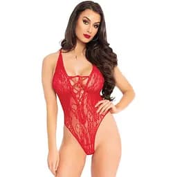 Leg Avenue Floral lace thong teddy OS Red One size