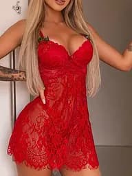 Сексуальний пеньюар мереживний One Size (S-M) еротичний пеньюар червоний