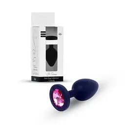 Анальна пробка - Jewellery Silicone Black Plug M Pink - мініатюра 1