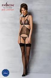 Корсет з відкритими грудьми Passion DOMINICA CORSet L/XL black пажі для панчіх стрінги - мініатюра 5