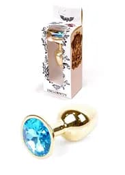 Анальна пробка - Jewellery Gold Plug Light Blue - мініатюра 10