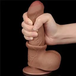 Фалоімітатор LoveToy Sliding-Skin Dual Layer Dong 7" 18.3 см коричневий - мініатюра 15