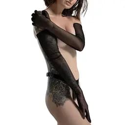 Перчатки длинные сетка Feral Feelings - Long Glovers S, черные