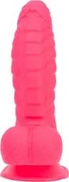 Ребристий фалоімітатор Addiction - Tom 7″ Dildo With Balls - Pink, віброкуля в подарунок - мініатюра 2