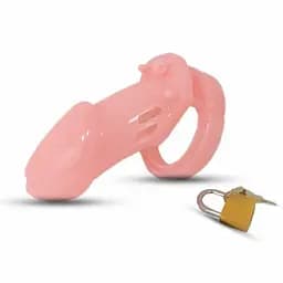 Пояс вірності CB-6000 пластиковий BDSM з замком 5 кілець Рожевий