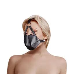 Маска-кляп Head Harness with Mouth Cover and Solid Ball Gag - Black Ouch! 36-OU895BLK 100291 - мініатюра 5