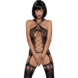Бодістокінг Obsessive Bodystocking G313 S/M/L, шнурівка, геометричний декор