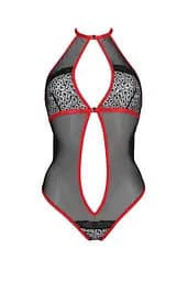 Сітчасте боді з мереживом на грудях Passion Satara Body S/M red - мініатюра 3