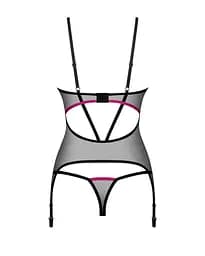 Комплект корсет і стрінги Obsessive Novenes XS/S чорний - мініатюра 3