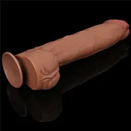 Фалоімітатор LoveToy Sliding-Skin Dual Layer Dong King Sized 36 см тілесний - мініатюра 4