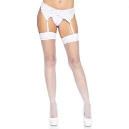 Панчохи-сітка для кріплення на пояс Leg Avenue Nylon Fishnet Thigh Highs White, One Size