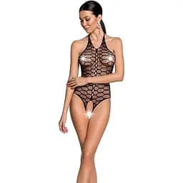 Бодістокінг у велику сітку Passion BS087 black відкрита спина халтер з доступом One size