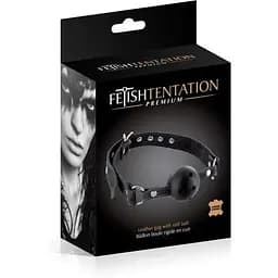 Кляп Fetish Tentation Premium LeaTher Gag With stiff ball - мініатюра 2