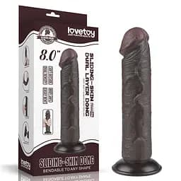 Фалоімітатор із присоскою Lovetoy Sliding-skin Dong 20 см чорний - мініатюра 13