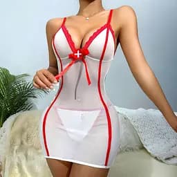 Сексуальный костюм медсестрички прозрачный белый M/L ролевой образ для взрослых