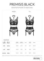 Комплект білизни Obsessive Premesis Black otwarty 2XL/3XL (чорний) - мініатюра 11