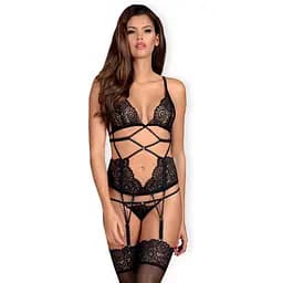 Комплект білизни - корсет і стрінги Obsessive Mixty L/XL чорний