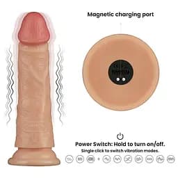 Реалістичний вібратор Vibrating Power Basics Cock 7'' тілесний - мініатюра 9