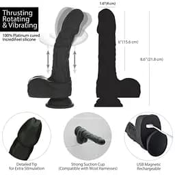 Фалоімітатор Naked Addiction – 8.6” Silicone Rotating & Thrusting Vibrating Dildo with Remote Black - мініатюра 7