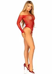 Боді Leg Avenue Crystallized fishnet bodysuit Red One Size - мініатюра 4