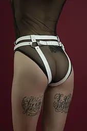 Гартери Feral Feelings - Belt Briefs, трусики, натуральна шкіра, Білий - мініатюра 3