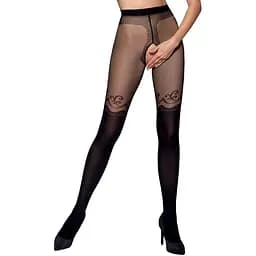 Колготки с открытым доступом двойная плотность Tiopen 012 black (20/40 den) - Passion 1/2