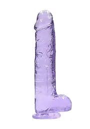 Фалоімітатор Realrock Crystal Clear 9" 22 см фіолетовий - мініатюра 4