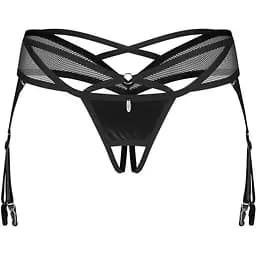 Стрінги Obsessive Dominna otwarte L/XL (чорний)