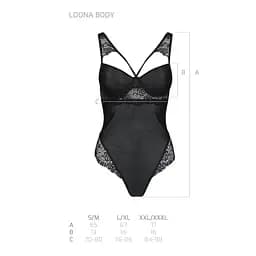 Боді з еко-шкіри та мережива Passion Loona Body black L/XL - мініатюра 5