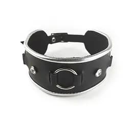 Нашийник з натуральної шкіри зі стразами та кільцем Art of Sex - Collar Ring - мініатюра 2