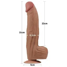 Фалоімітатор - Sliding-Skin Dual Layer Dong 12" Brown - мініатюра 3