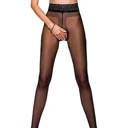 Эротические колготки Passion Tiopen 001 nero 1/2 (20 den) с вырезом и кружевом на поясе