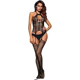 Бодістокінг жіночий еротичний з імітацією корсету, сітка, чорний, S/M/L