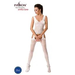 Бодістокінг Passion BS046 комбінезон з імітацією панчохи S/M/L white - мініатюра 2