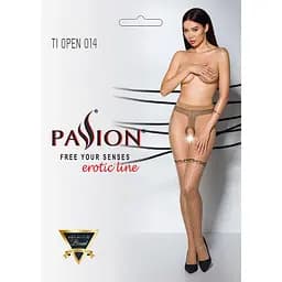 Тілесні колготки з відкритим доступом імітація панчох Tiopen 014 beige (20 den) - Passion 1/2 - мініатюра 5