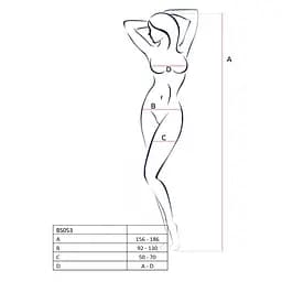 Бодістокінг Passion BS053 комбінезон імітація панчохи та пояси S/M/L white - мініатюра 4