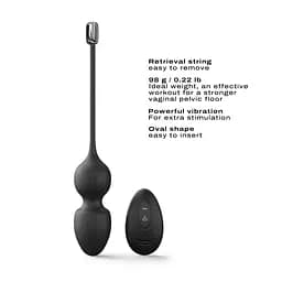 Вагінальні кульки Dorcel Love Balls Black, вібрації і рухи внутрішньої кульки, пульт ДУ - мініатюра 3