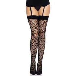 Чулки Leg Avenue Heart net thigh highs Black One size