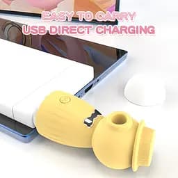 Вібратор вакуумний кліторальний Lilo USB медичний силікон 10,6x3,89 см Жовтий - мініатюра 10