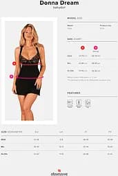 Комплект Obsessive Donna Dream babydoll (Чорний, XS/S) Obsessive 99182 96949 - мініатюра 5